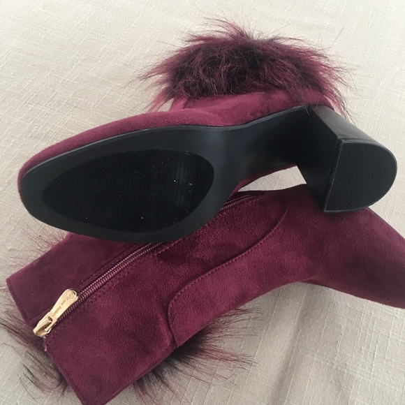 Burgundy suede finish boots with oompoSize 7.5 - Picture 3 of 4